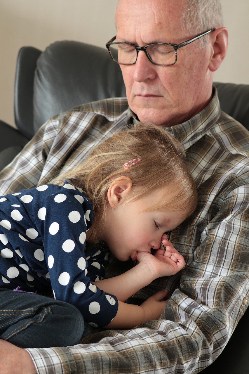 grandfather, sleep, grandchild